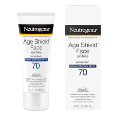 Neutrogena Age Shield Face Oil-Free Sunscreen Lotion with Broad Spectrum SPF 70, Non-Comedogenic Moisturizing Sunscreen to Help Prevent Signs of Aging, PABA-Free, 3 fl. oz (Pack of 3)