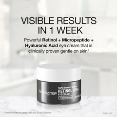Neutrogena Rapid Wrinkle Repair Retinol Pro+ Anti-Wrinkle Eye Cream, Targeted Eye Cream for Wrinkles & Dark Circles, Formulated without Fragrance, Dyes, Phthalates, and Parabens, 0.5 oz