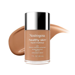 Neutrogena Healthy Skin Liquid Foundation Makeup Broad Spectrum SPF 20 Sunscreen, Medium Coverage, Vit B5, Antioxidants, All Day Wear, Bronze 430N, 1 fl. oz