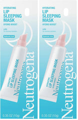 Neutrogena Hydro Boost Hydrating Lip Sleeping Mask with Hyaluronic Acid,Clear Overnight and Daily Moisturizing Treatment for Very Dry Lips,Fragrance Free Squeeze Tube Lip Balm,0.35 oz,(Pack of 2)