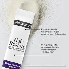 Neutrogena Hair Restore Pro Collagen Peptide Supplement Powder, 20 ct