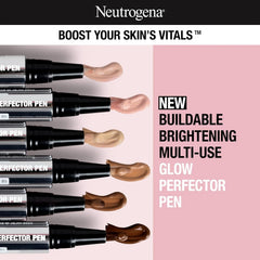 Neutrogena Healthy Skin Glow Perfector Concealer Pen, Lightweight Liquid Makeup for Face with Pro-Vitamin B5 & Vitamin E for a Radiant Finish, Tan, 0.1 oz