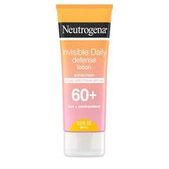 Neutrogena Invisible Daily Defense Sunscreen Lotion, Broad Spectrum SPF 60+, Oxybenzone-Free & Water-Resistant, Sun & Environmental Aggressor Protection, Antioxidant Complex, 3.0 fl. oz