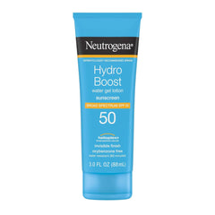Neutrogena Hydro Boost Water Gel Sunscreen SPF 50, Hydrating & Water‑Resistant Face & Body Sunscreen Lotion, Non‑Greasy, Broad Spectrum, Lightweight Moisturizer, 3 fl oz