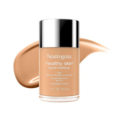 Neutrogena Healthy Skin Liquid Foundation Makeup Broad Spectrum SPF 20 Sunscreen, Medium Coverage, Vit B5, Antioxidants, All Day Wear, Creamy Beige 360N, 1 fl. oz