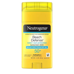 Neutrogena Beach Defense Sunscreen Stick SPF 50 Broad Spectrum UVA UVB Protection Lightweight Water Resistant up to 80 Minutes No-Mess Beach-Strength Sun Protection for Whole Family, 1.5 oz