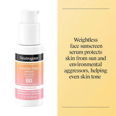 Neutrogena Invisible Daily Defense Face Serum with Broad Spectrum Sunscreen, SPF 60, SPF Face Moisturizer, Hydrating Serum, Water Resistant Sunscreen, Oil-Free Sunscreen, Fragrance Free, 1.7 Fl Oz