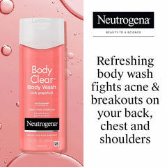 Neutrogena Body Clear Acne Body Wash Pink Grapefruit - Salicylic Acid Formula for Breakout Treatment, Exfoliating Cleanser for Clear Skin, 8.5 fl. oz. Bottle, 3-Pack