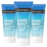 Neutrogena Hydro Boost Gentle Exfoliating Daily Facial Cleanser with Hyaluronic Acid, Face Wash Clinically Proven to Increase Skin's Hydration Level, Oil-Free & Non-Comedogenic, 5 oz, 3 Pack