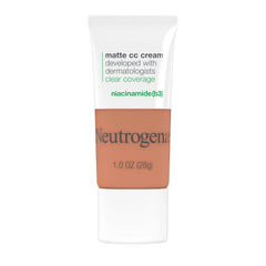 Neutrogena Clear Coverage Flawless Matte CC Cream, Full-Coverage Color Correcting Cream Face Makeup with Niacinamide (b3), Hypoallergenic, Oil Free & Fragrance Free, Ginger, 1 oz