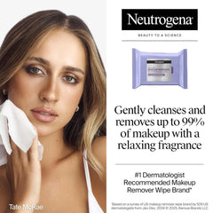 Neutrogena Makeup Remover Night Calming Cleansing Towelettes, Disposable Nighttime Face Wipes to Remove Dirt, Oil & Makeup, 25 ct