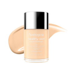 Neutrogena Healthy Skin Liquid Foundation Makeup Broad Spectrum SPF 20 Sunscreen, Medium Coverage, Vit B5, Antioxidants, All Day Wear, Warm Shell 120W, 1 fl. oz