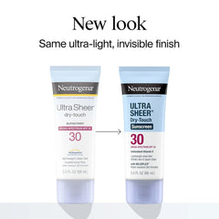 Neutrogena Ultra Sheer Dry-Touch Sunscreen SPF 30 for Face & Body, Lightweight Non Greasy, Broad Spectrum UVA/UVB, No White Cast, Water Resistant (80 Min) Travel Sunscreen Lotion, 3 fl oz, Pack of 3