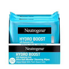 Neutrogena Hydro Boost Cleansing Wipes Makeup Remover for Face Micellar Gently Removes Oil, Dirt, and Waterproof Makeup Daily with Hydrating Hyaluronic Acid, 25 ct