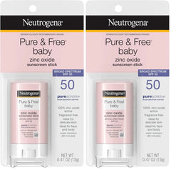 Neutrogena Mineral Sunscreen Stick, SPF 50, Zinc Oxide | Water-Resistant | Hypoallergenic | For Baby | Pack of 2