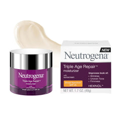 Neutrogena Triple Age Repair Face Moisturizer SPF 25 Anti-Aging Cream with Hexinol Technology Vitamin C Glycerin and Shea Butter to Help Reduce Wrinkles, 1.7 fl oz