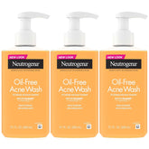 Neutrogena Oil Free Acne Face Wash for Oily Skin, Acne Control Cleanser with Salicylic Acid Noncomedogenic Residue-Free Facial Cleanser in Easy-Pump Bottles, 3 pack of 9.1 fl oz
