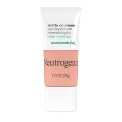 Neutrogena Clear Coverage Flawless Matte CC Cream, Full-Coverage Color Correcting Cream Face Makeup with Niacinamide (b3), Hypoallergenic, Oil Free &-Fragrance Free, Apricot, 1 oz