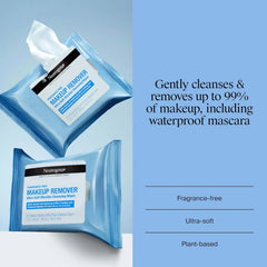 Neutrogena Makeup Remover Wipes for Face Daily, Fragrance-Free, Gently Removes Oil, Dirt, and Waterproof Makeup in a Simple Fully Plant-Based Cloth, 25 ct