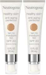 Neutrogena Healthy Skin Anti-Aging Perfector Tinted Facial Moisturizer and Retinol Treatment with Broad Spectrum SPF 20 Sunscreen with Titanium Dioxide, 50 Tan to Medium, 1 fl. oz (Pack of 2)