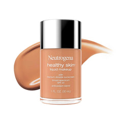 Neutrogena Healthy Skin Liquid Foundation Makeup Broad Spectrum SPF 20 Sunscreen, Medium Coverage, Vit B5, Antioxidants, All Day Wear, Soft Tan 400C, 1 fl. oz
