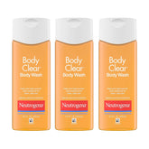 Neutrogena Body Clear Acne Body Wash, 2% Salicylic Acid Acne Medication, Oil-Free & Glycerin for Breakouts on Back, Chest & Shoulders, Non-Comedogenic, Gentle on Skin, Unscented, 8.5 Fl Oz, 3 Pack