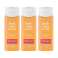 Neutrogena Body Clear Acne Body Wash, 2% Salicylic Acid Acne Medication, Oil-Free & Glycerin for Breakouts on Back, Chest & Shoulders, Non-Comedogenic, Gentle on Skin, Unscented, 8.5 Fl Oz, 3 Pack
