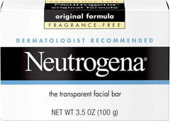 Neutrogena Original Fragrance-Free Facial Cleansing Bar with Glycerin, Pure & Transparent Gentle Face Wash Bar Soap, Free of Harsh Detergents, Dyes & Hardeners, 3.5 oz (Pack of 3)