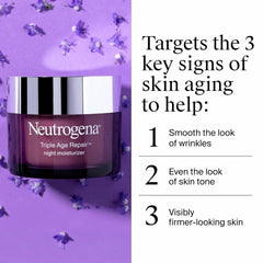 Neutrogena Triple Age Repair Night Face Moisturizer - with Hexinol Technology & Vitamin C, Anti-Wrinkle Face Cream, Visibly Reduces the look Wrinkles & Firms Skin While You Sleep, 1.7 oz (Pack of 12)
