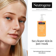 Neutrogena Oil-Free Acne Face Wash - Facial Cleanser with Salicylic Acid, Daily Cleanser for Oily & Acne-Prone Skin, Clears & Helps Prevent Breakouts, Clear Formula, 9.1 fl. oz. Bottle