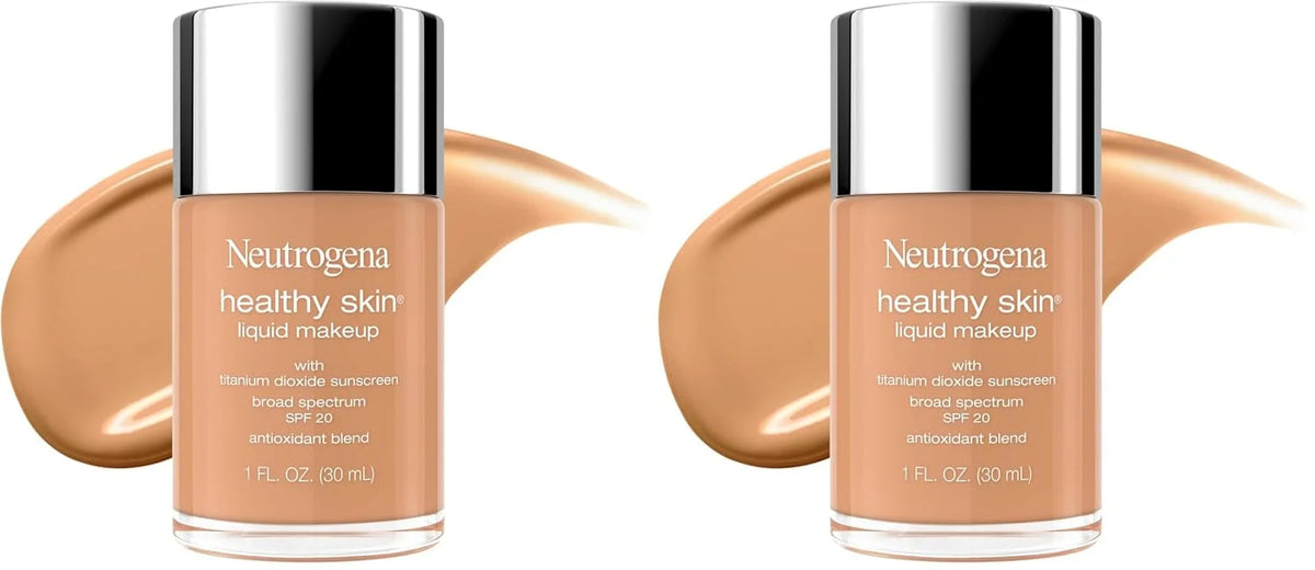 Neutrogena Healthy Skin Liquid Makeup Foundation, Broad Spectrum SPF 20 Sunscreen, Lightweight & Flawless Coverage Foundation with Antioxidant Vitamin E & Feverfew, Natural Beige, 1 fl. oz (Pack of 2)