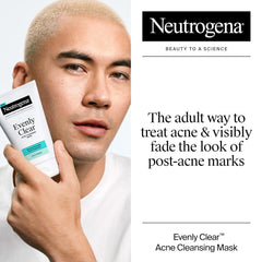 Neutrogena Evenly Clear Acne Cleansing Face Mask with 3.5% Benzoyl Peroxide Treats Breakouts & Bentonite Clay, Purifying Clay Mask Absorbs Oil to Visibly Improve the look of Skin, 4.2 fl. oz
