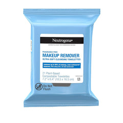 Neutrogena Fragrance-Free Makeup Remover Wipes, Daily Facial Cleanser Towelettes, Gently Removes Oil & Makeup, Alcohol-Free Makeup Wipes, 21 ct