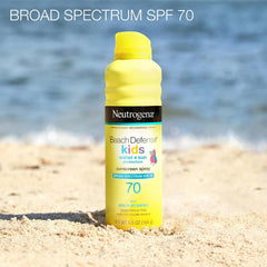 Neutrogena Beach Defense Kids Sunscreen Spray SPF 70, Water-Resistant Spray Sunscreen, Broad Spectrum Protection, Oxybenzone-Free & Fast-Drying, Beach Vacation Essential, 6.5 oz, Pack of 2