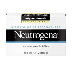 Neutrogena Original Fragrance-Free Facial Cleansing Bar with Glycerin, Pure & Transparent Gentle Face Wash Bar Soap, Free of Harsh Detergents, Dyes & Hardeners, 3.5 oz (Pack of 3)