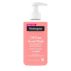 Neutrogena Oil-Free Acne Wash Pink Grapefruit Facial Cleanser - with Salicylic Acid for Clear Skin, Daily Face Wash for Oily & Acne-Prone Skin, Deep Cleansing Treatment, 9.1 fl. oz. Bottle