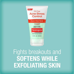 Neutrogena Oil-Free Acne Stress Control Power-Clear Scrub, 2% Salicylic Acid for Acne-Prone Skin, Exfoliating Daily Facial Scrub, 4.2 fl. oz