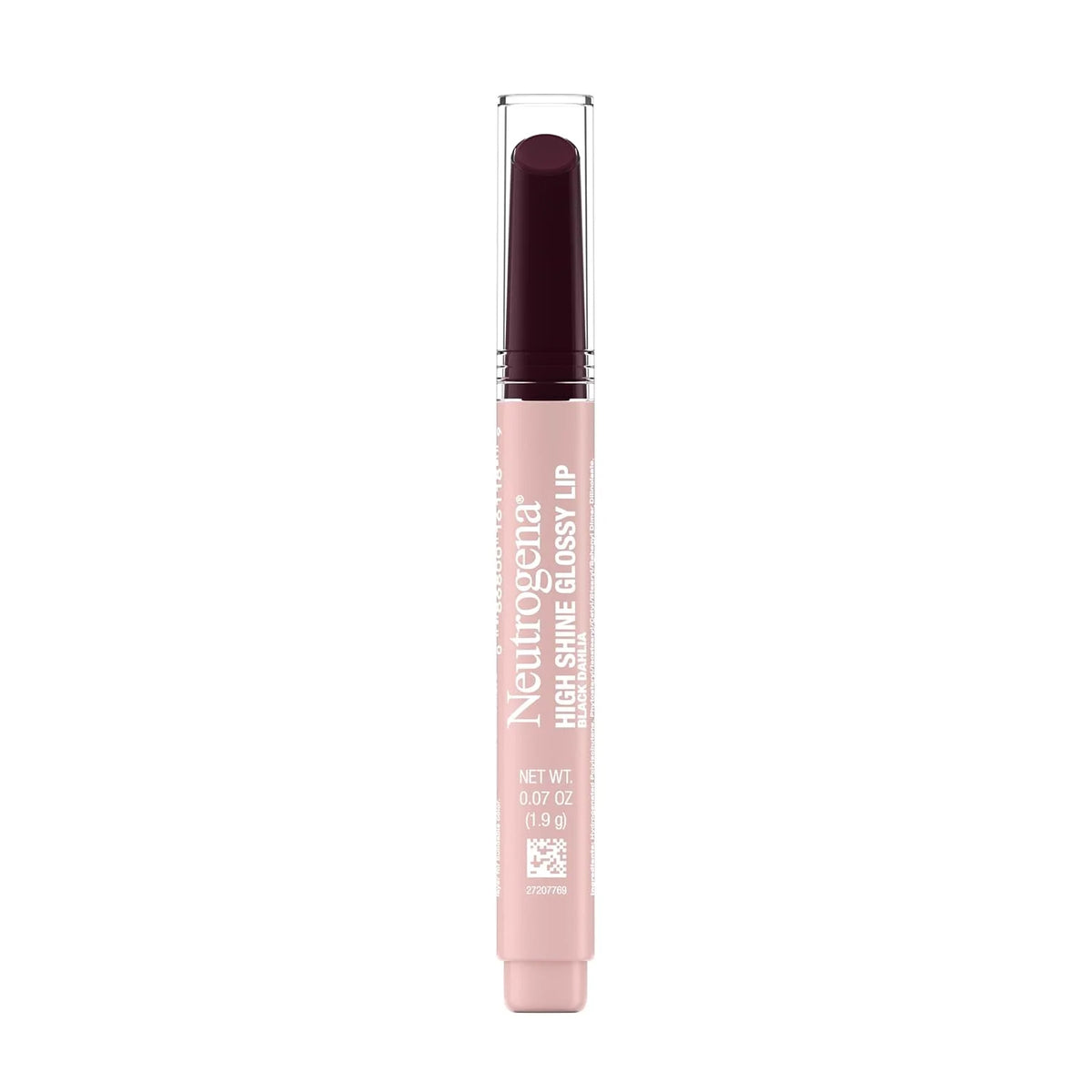 Neutrogena High Shine Glossy Lip, Nourishing Lip Gloss with Maracuja Oil, Antioxidant Vitamin E & Vitamins, Non-Retractable, Buildable Pigmented Color, Black Dahlia, 0.07 Oz