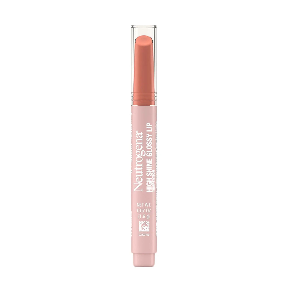 Neutrogena High Shine Glossy Lip, Nourishing Lip Gloss with Maracuja Oil, Antioxidant Vitamin E & Vitamins, Non-Retractable, Buildable Pigmented Color, Temptation, 0.07 oz
