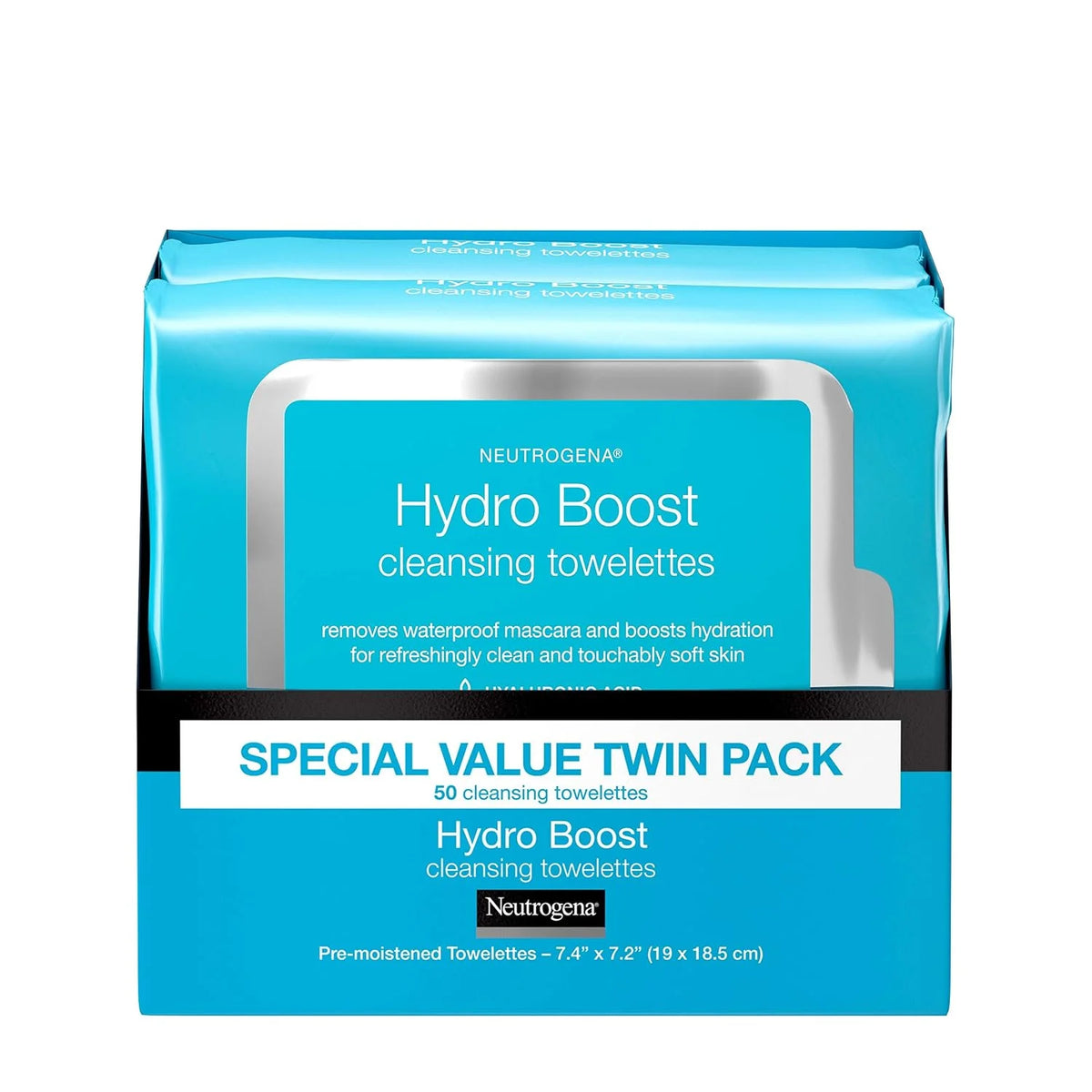 Neutrogena Neutrogena Hydroboost Facial Cleansing & Makeup Remover Wipes With Hyaluronic Acid, Twin Pack, 25 Ct, 25 count (Pack of 4)