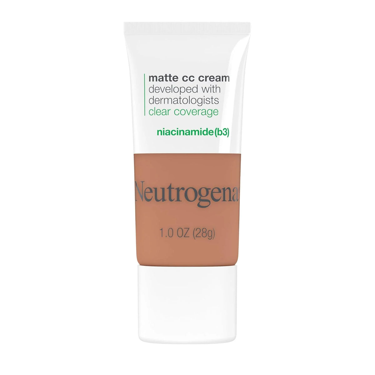 Neutrogena Clear Coverage Flawless Matte CC Cream, Full-Coverage Color Correcting Cream Face Makeup with Niacinamide (b3), Hypoallergenic, Oil Free & Fragrance Free, Maple, 1 oz