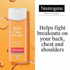 Neutrogena Body Clear Acne Body Wash, 2% Salicylic Acid Acne Medication, Oil-Free & Glycerin for Breakouts on Back, Chest & Shoulders, Non-Comedogenic, Gentle on Skin, Unscented, 8.5 Fl Oz, 3 Pack