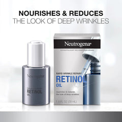 Neutrogena Rapid Wrinkle Repair Retinol Face Oil, Daily Anti-Aging Face Serum to Fight Fine Lines, Deep Wrinkles, & Dark Spots, 1.0 fl. oz