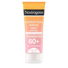 Neutrogena Invisible Daily Defense Fragrance-Free Sunscreen Lotion, Broad Spectrum SPF 60+, Oxybenzone-Free & Water-Resistant, Sun & Environmental Aggressor Protection, 3.0 fl. oz (Pack of 12)