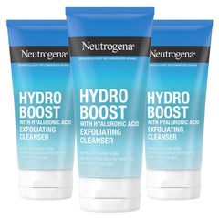 Neutrogena Hydro Boost Gentle Exfoliating Daily Facial Cleanser with Hyaluronic Acid, Face Wash Clinically Proven to Increase Skin's Hydration Level, Oil-Free & Non-Comedogenic, 5 oz, 3 Pack