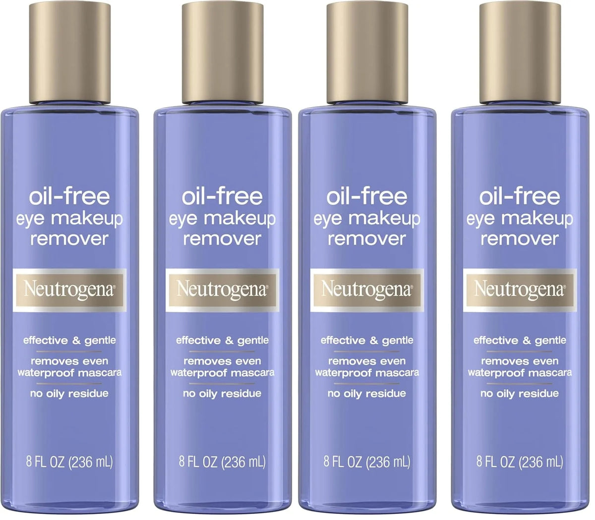 Neutrogena Oil-Free Eye Makeup Remover & Cleanser,Gentle & Non-Greasy Makeup Remover for Waterproof Mascara,8 fl. Oz,(Pack of 4)