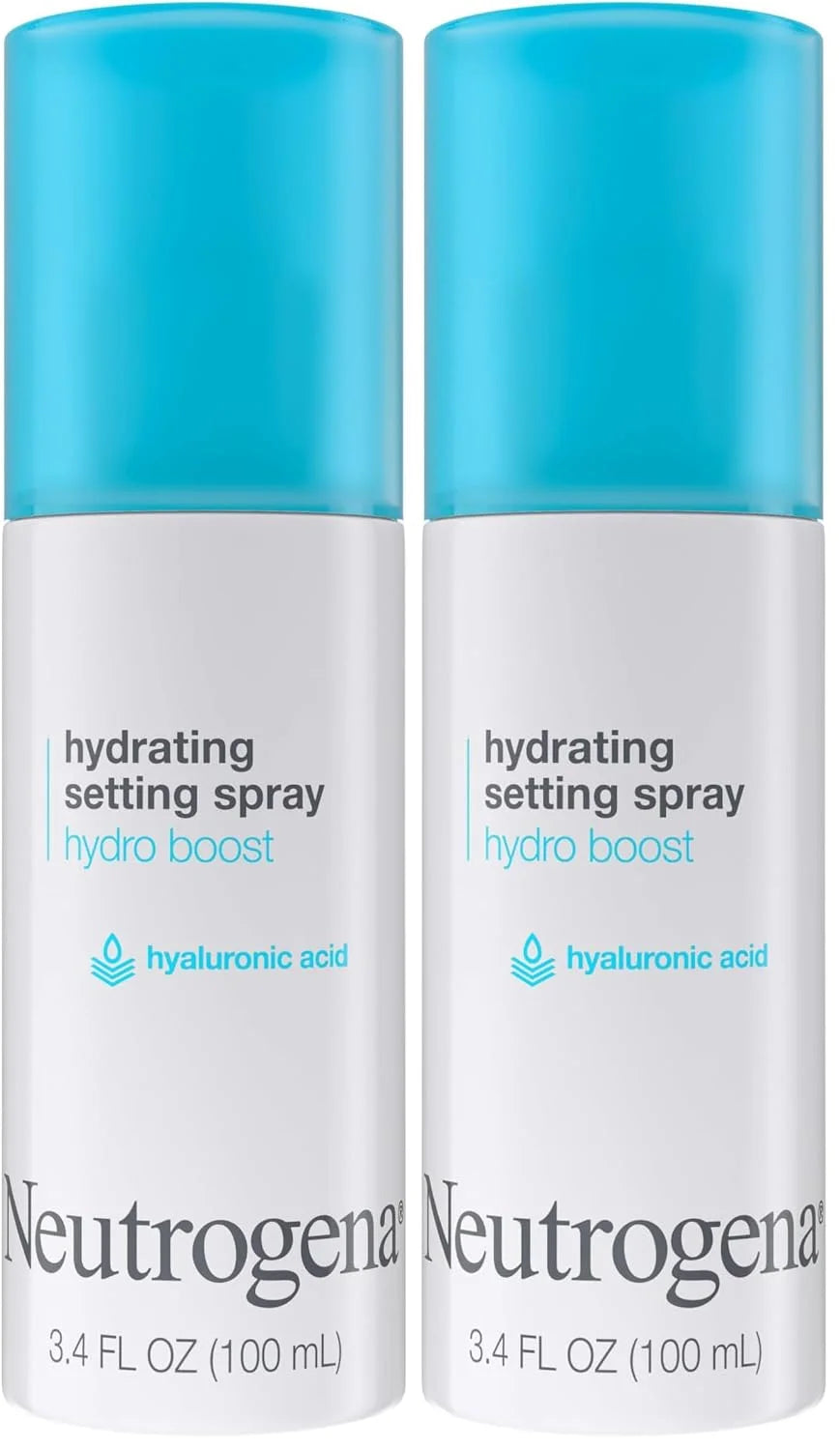 Neutrogena Hydro Boost Hydrating Makeup Setting Spray with Hyaluronic Acid,Setting Spray for Smooth,Dewy Skin,Fragrance Free,Non-Comedogenic & Hypoallergenic,3.4 fl. oz,(Pack of 2)