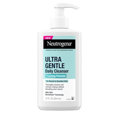 Neutrogena Ultra Gentle Foaming Facial Cleanser, Daily Face Wash for Sensitive Skin, Gently Removes Dirt, Oil & Makeup Without Over-Drying, Fragrance-Free, 12 fl. oz