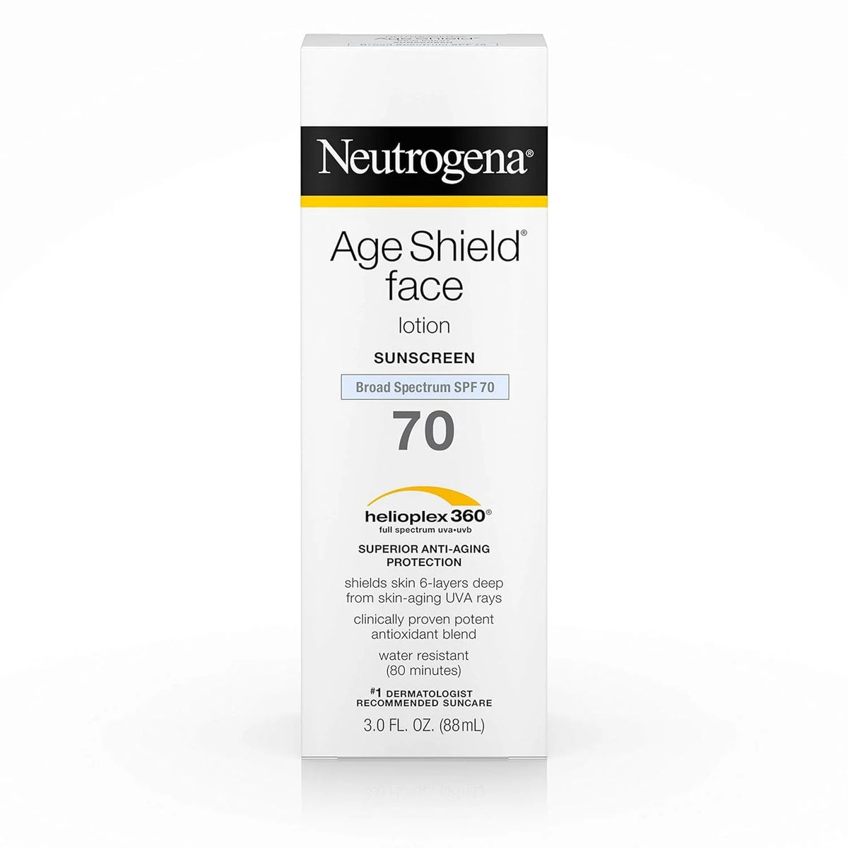 Neutrogena Age Shield Anti-Oxidant Face Lotion Sunscreen with Broad Spectrum SPF 70, Oil-Free & Non-Comedogenic Moisturizing Sunscreen to Prevent Signs of Aging, 3 fl. oz (Pack of 2)