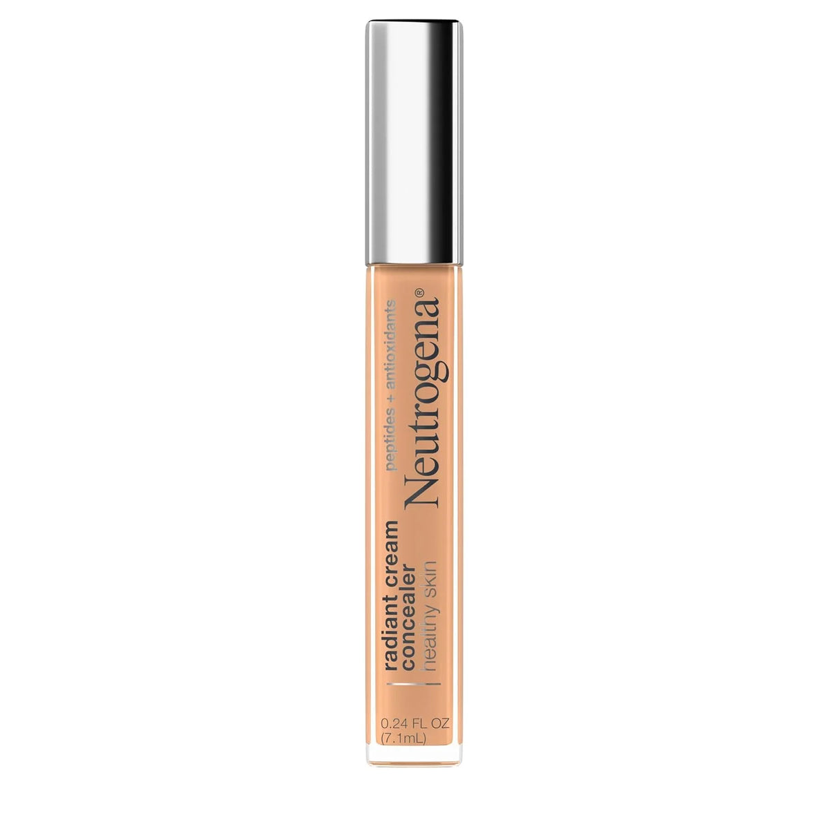 Neutrogena Healthy Skin Radiant Brightening Cream with Peptides & Vitamin E Antioxidant, Lightweight Perfecting Concealer Cream, Non-Comedogenic, Almond Medium 02 with warm undertones, 0.24 oz